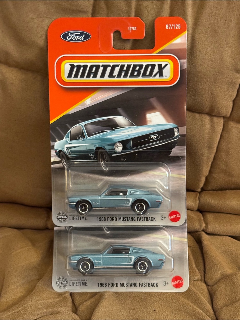 Matchbox 1968 Ford Mustang Fastback Toy Car - Light Blue